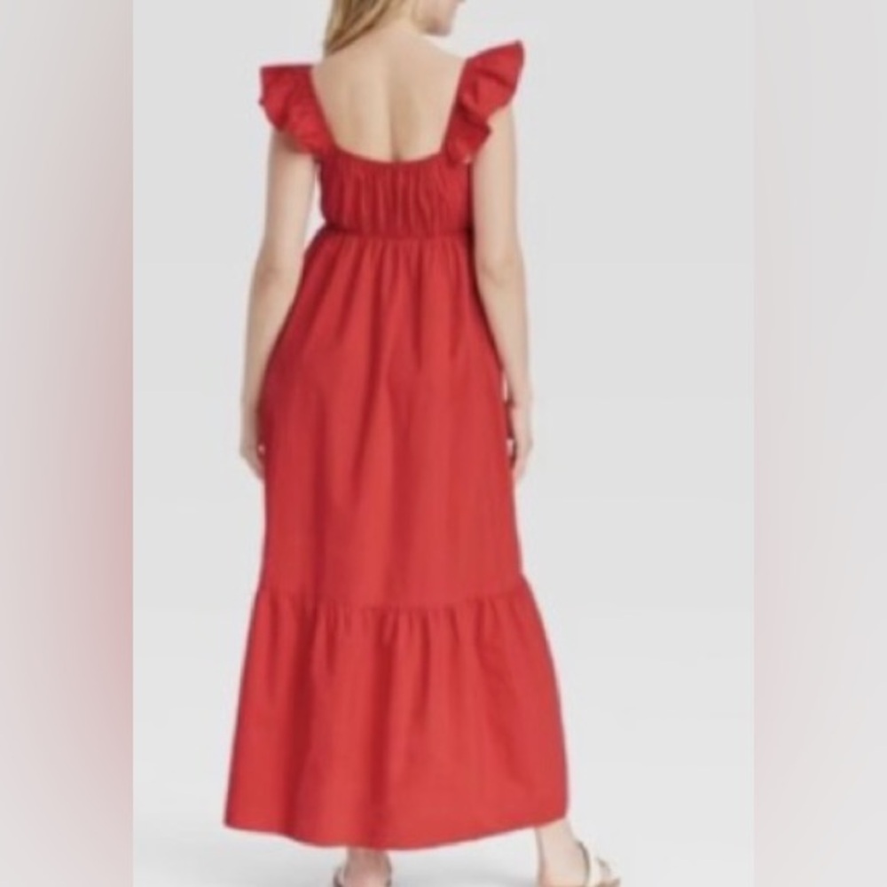 Universal Thread Red Ruffle Sleeve Maxi Dress - Picture 2 of 11